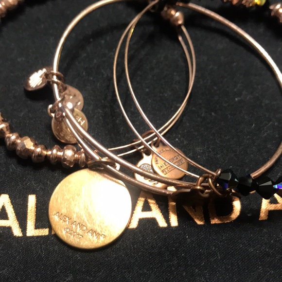 Rose Gold and Black Joy Alex and Ani Bracelet - Picture 4 of 4